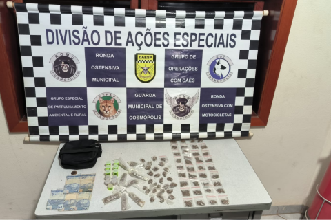 Guarda Municipal de Cosmópolis prende indivíduo por tráfico de entorpecentes na rua Luiz Strazacappa