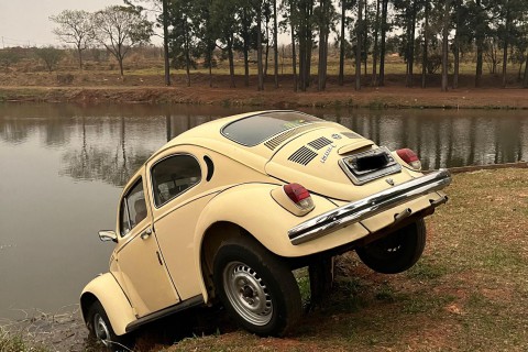 Carro perde o freio e vai parar na Lagoa da Cosmo em Cosmópolis